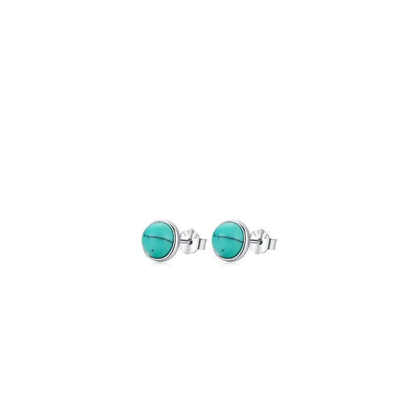 Geometric Turquoise Stud Earrings in Sterling Silver