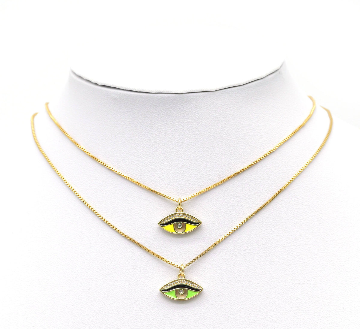 Colorful CZ Enamel Evil Eye Pendant, Sku#F1468C