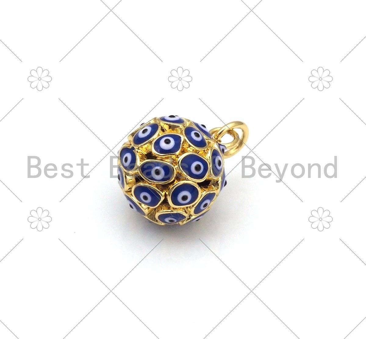 Enamel Colorful Evil Eye On Round Ball Shape Pendant, 18K Gold Filled Enamel Charm,Necklace Bracelet Charm Pendant,12x14mm,Sku#F1427