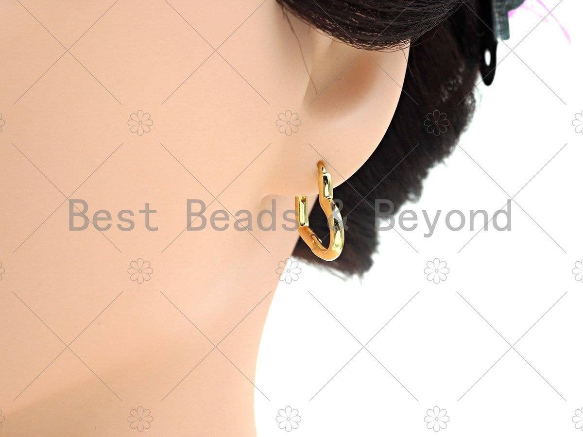 Gold Heart Shape Huggie Earring, Sku#LD60
