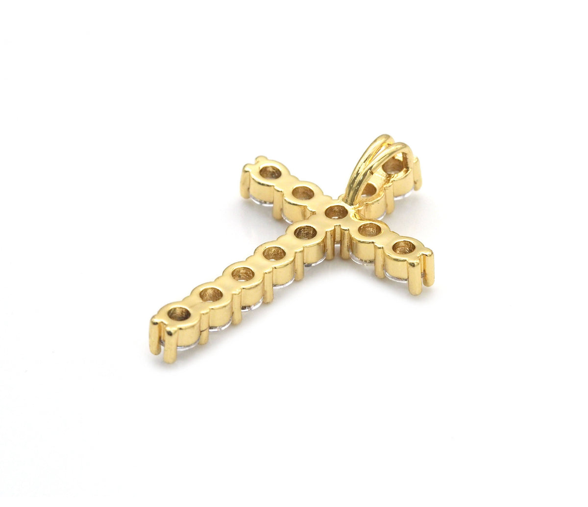 Gold Crystal Cross Charm, Sku#LD367