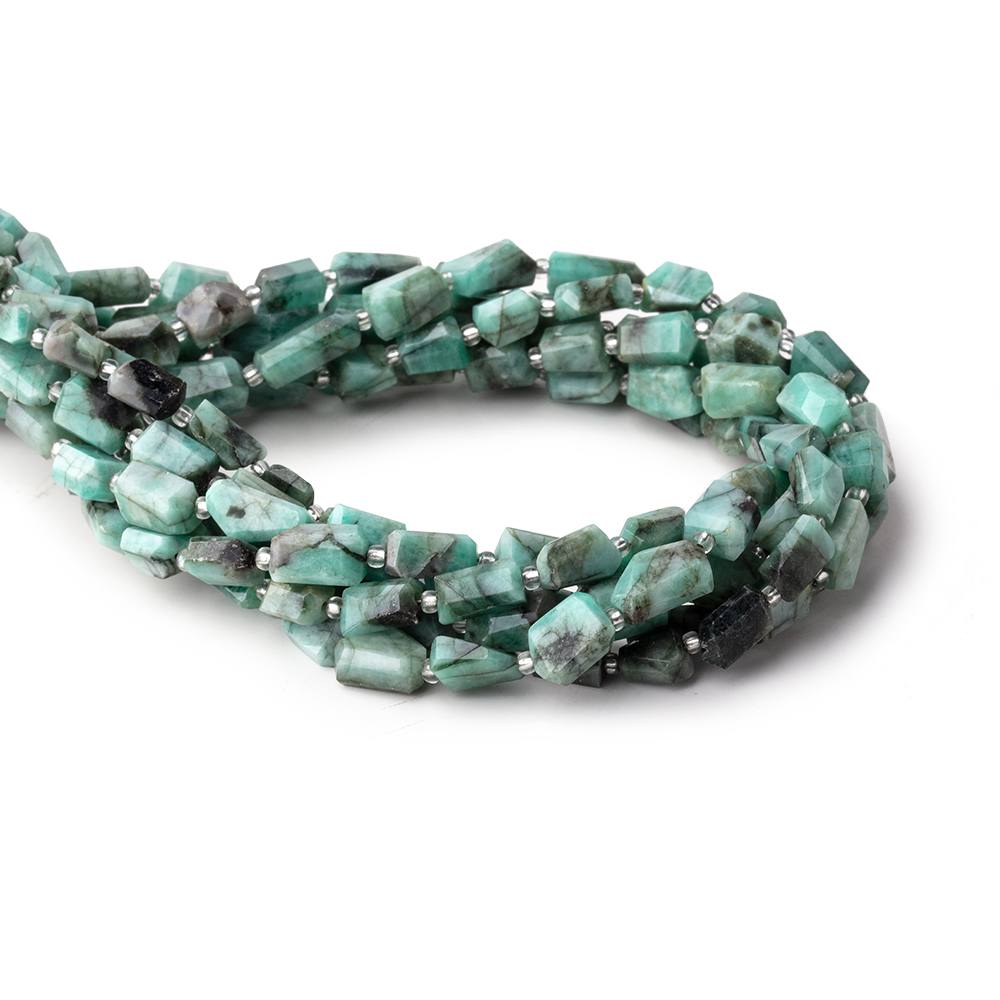 7x5-10x5mm Brazilian Emerald faceted nugget beads 14 inch 33 pieces
