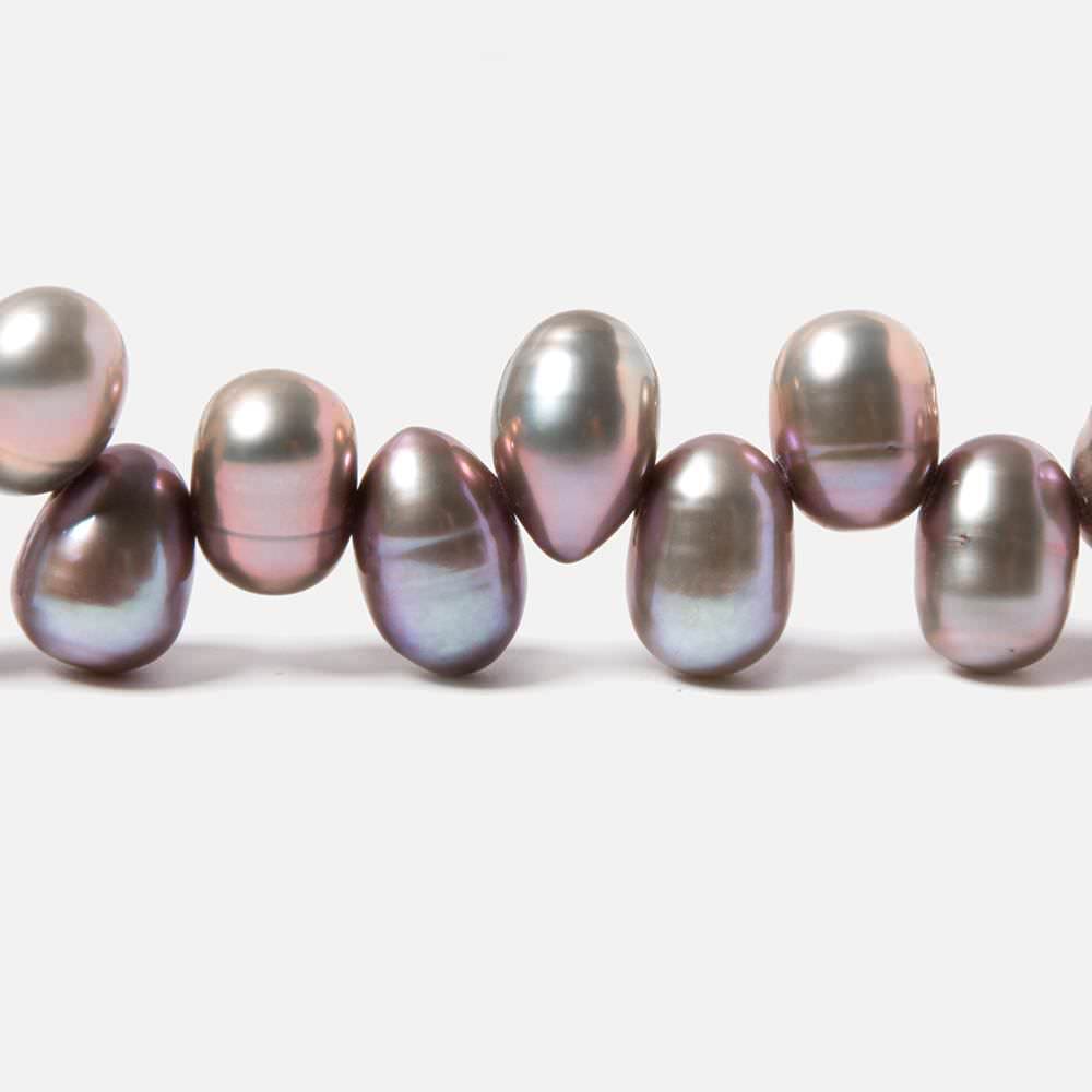 7x5-8x6mm Rose' Silver Top Drilled Oval Freshwater Pearl 16 inch 86 pieces