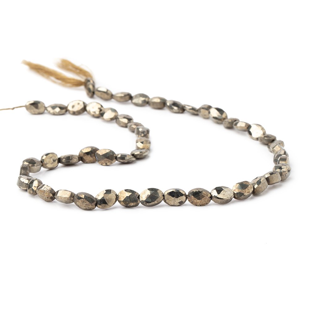 7x5mm Pyrite Faceted Oval Beads 13.5 inch 51 pieces