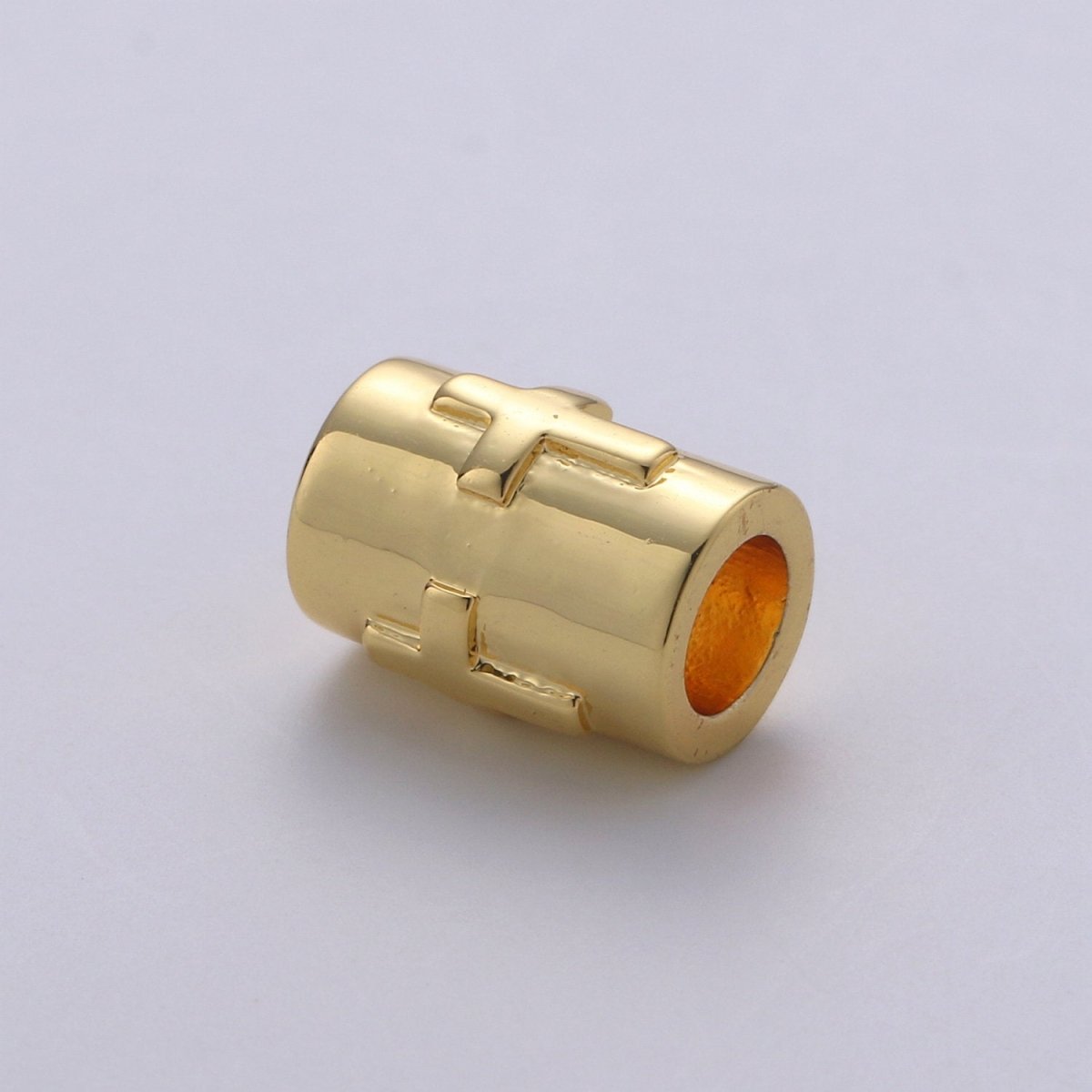 7x9mm Bead CZ Gold Beads Cross Beads cylinder Beads Charm for Bracelet Necklace Supply 4mm hole B-322