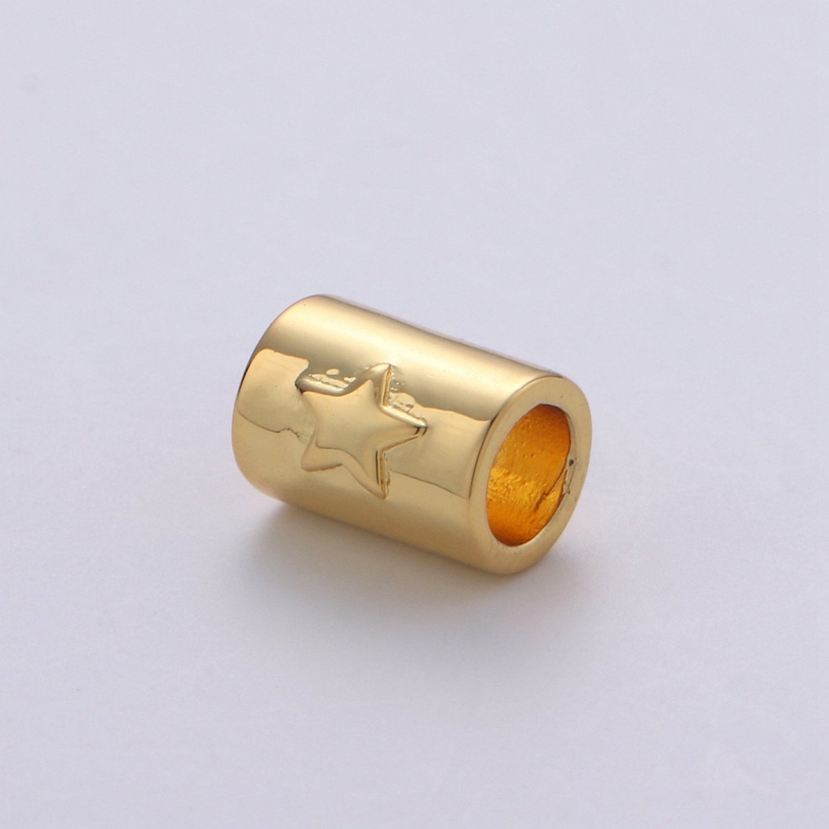 7x9mm Bead CZ Gold Beads Star Beads cylinder Beads Charm for Bracelet Necklace Supply 4mm hole B-323