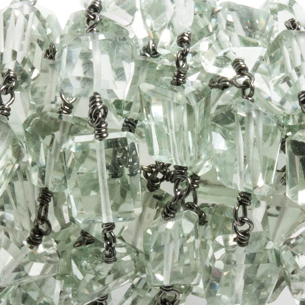 8-10mm Prasiolite faceted nugget Black Gold on Silver Chain by the foot