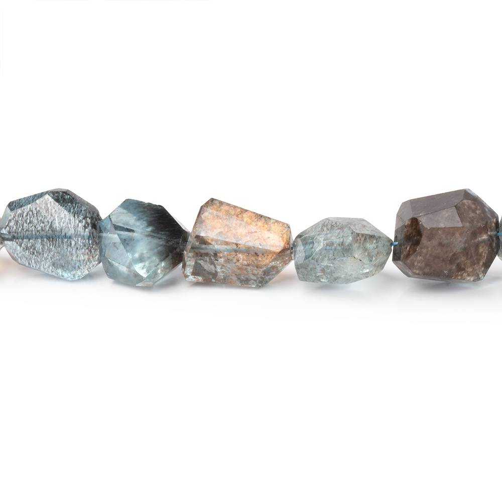 8-12mm Copper Moss Aquamarine Faceted Nugget 16 inch 42 Beads AAA