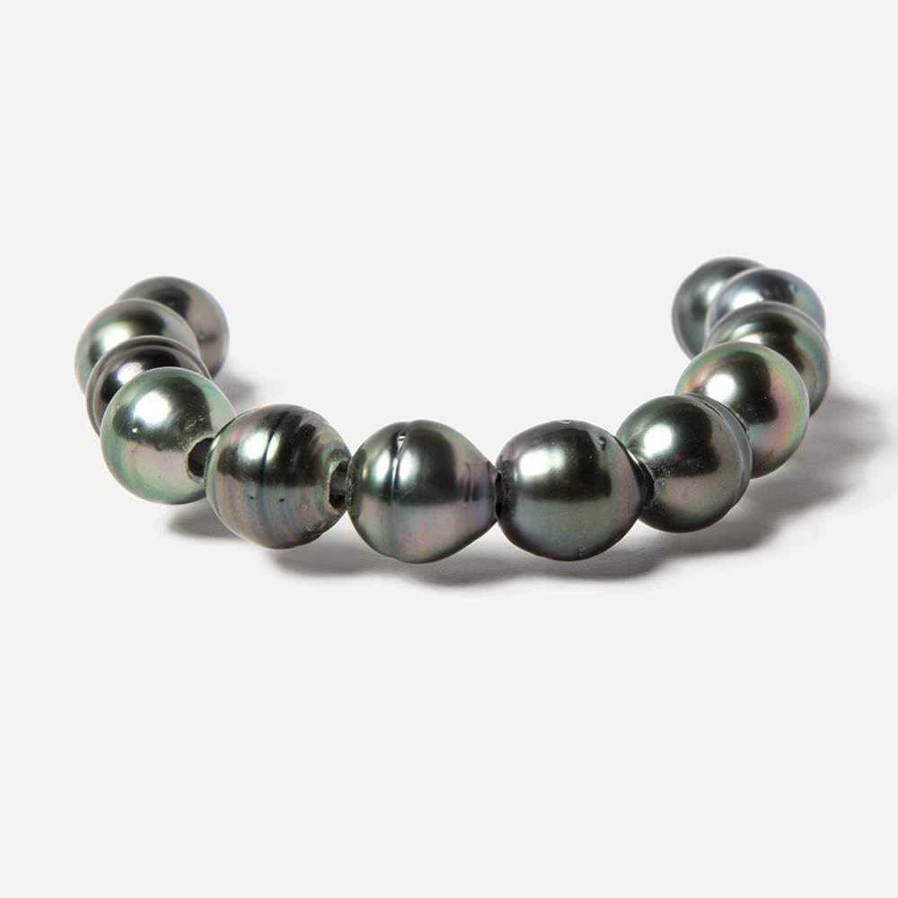 8-9mm Peacock Tahitian Ringed Saltwater Large Hole Pearls 12 pieces