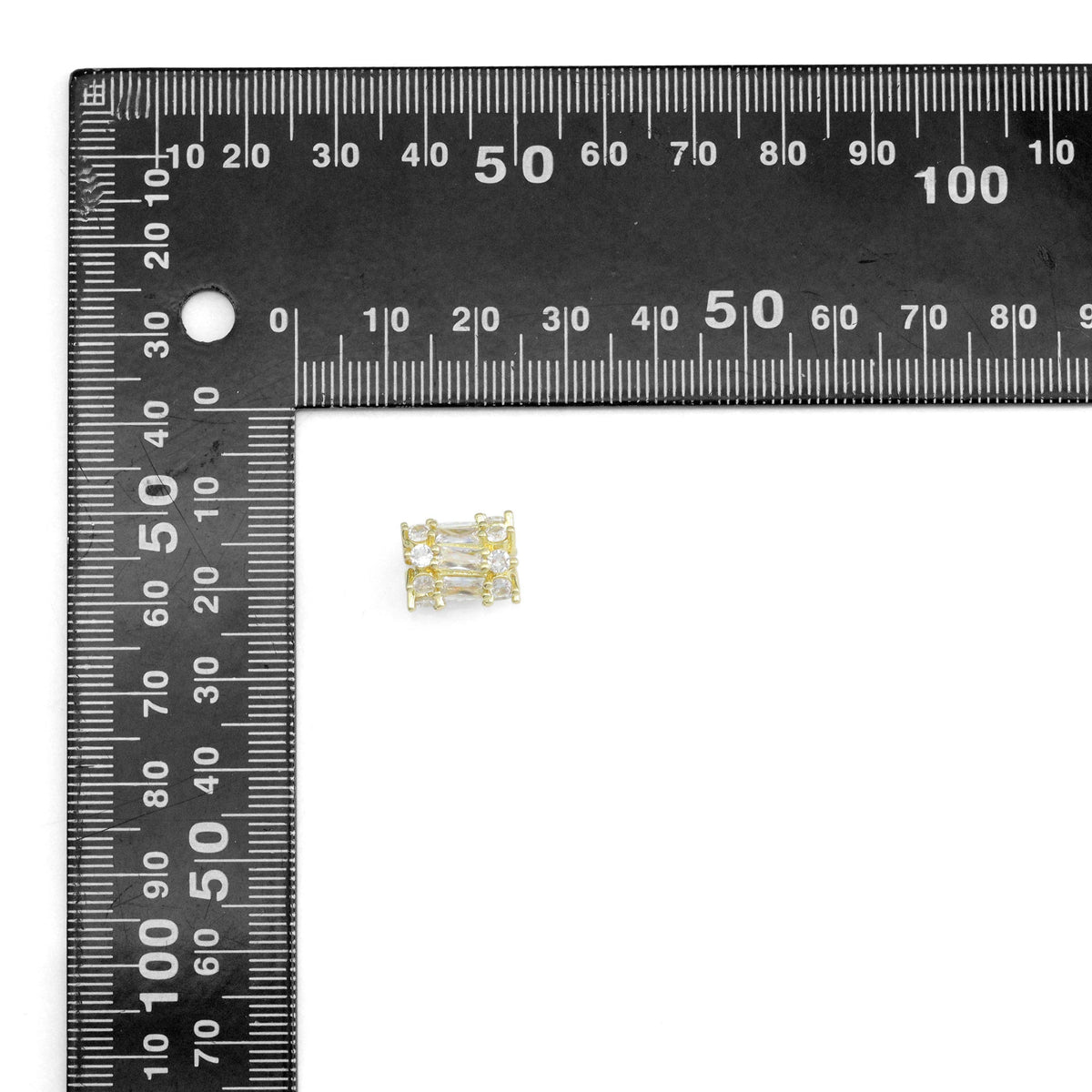 CZ Gold large hole Tube Spacer beads, Sku#LD691