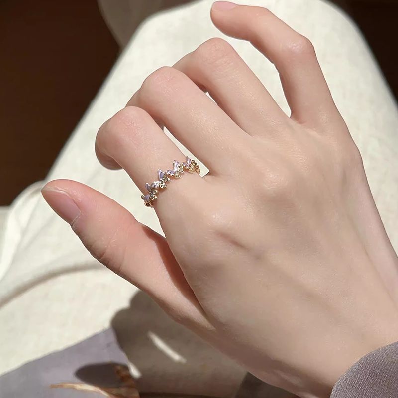 Exquisite Enamel Colored Glaze Ring For Women, 3D Butterfly, Versatile & Fashionable, S925 Silver-Plated, Adjustable Opening, Index Finger Ring