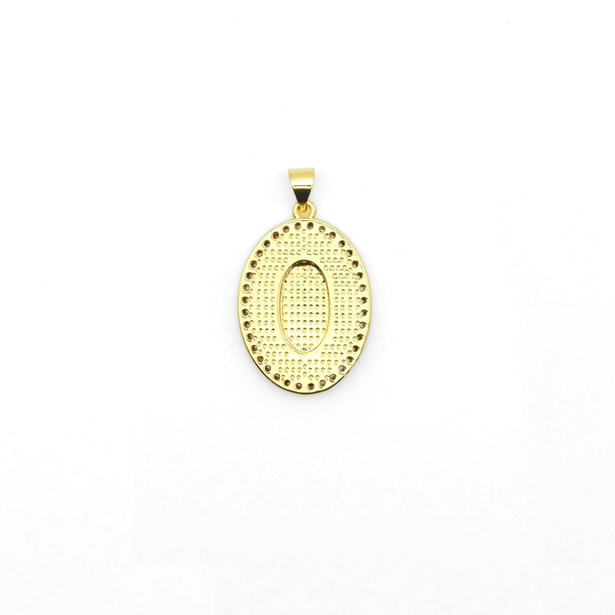 Clear CZ Gold Oval Pearl Virgin Mary Shape Charm, Sku#LX241