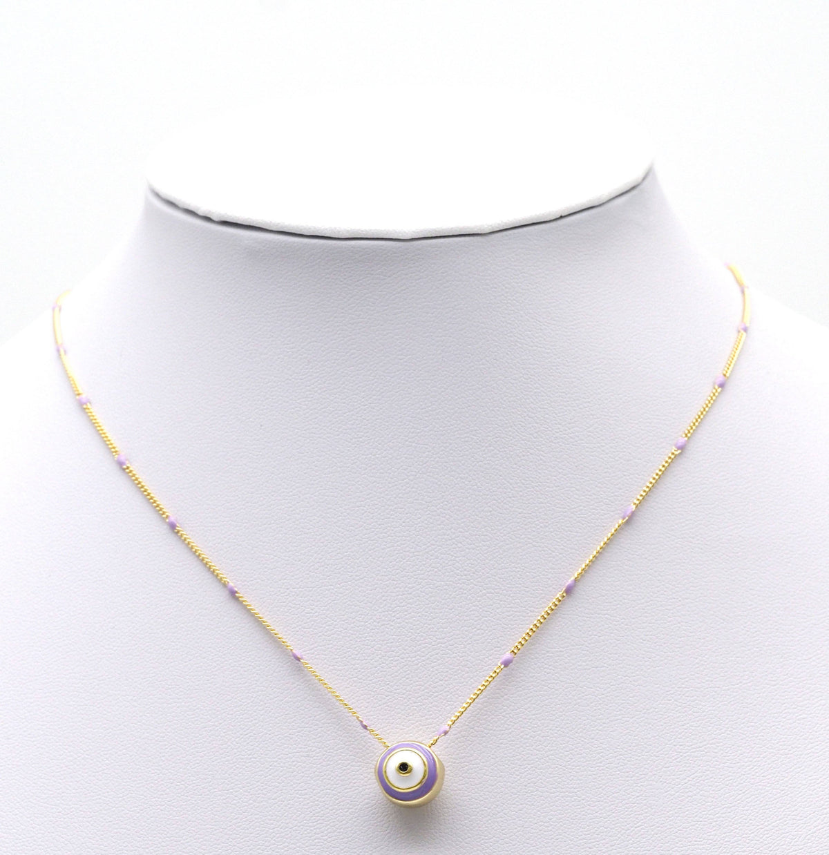 Gold Enamel Evil Eye Chain Necklace, sku#O113