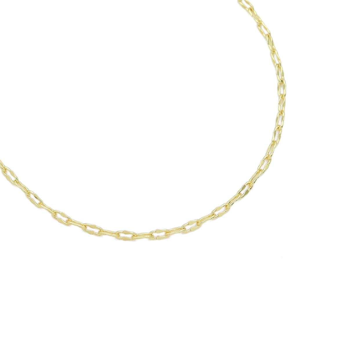 Gold Flat Oval Link Chain Necklace, Sku#LD591c