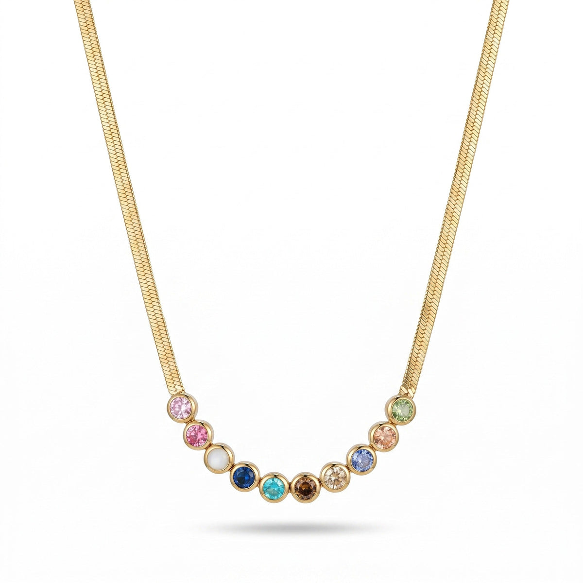 European American Fashion Minimalist High Sense Emerald Green Stainless Steel Necklace, Versatile Fade Resistant Titanium Steel Necklace For Women