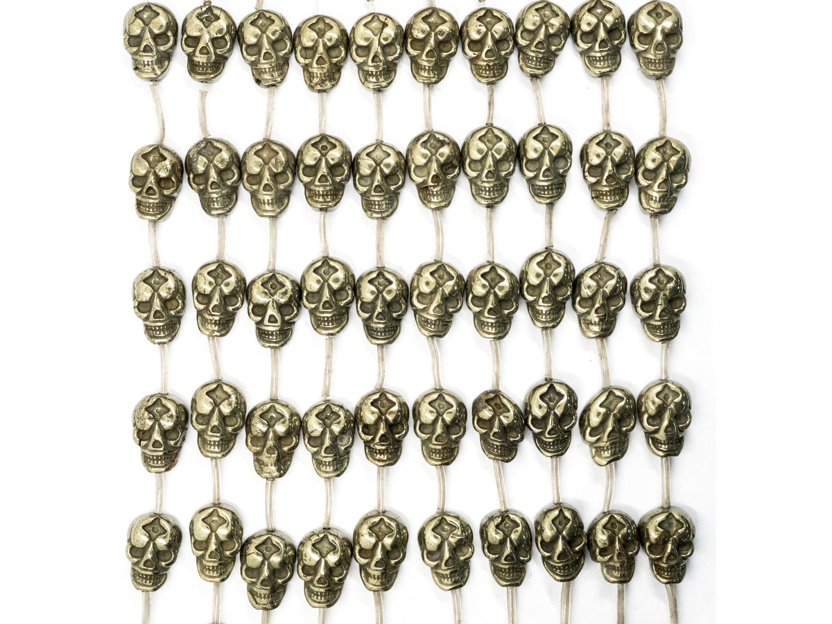 13pcs Natural Pyrite Skull Beads13x18mm, Wholesale Pyrite Ge