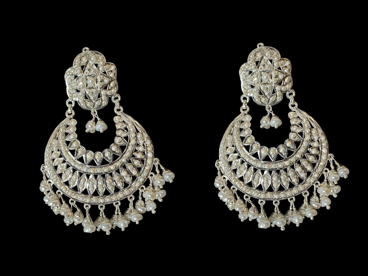 92.5 silver statement earrings in fresh water pearls ( SHIPS IN 5 WEEKS )