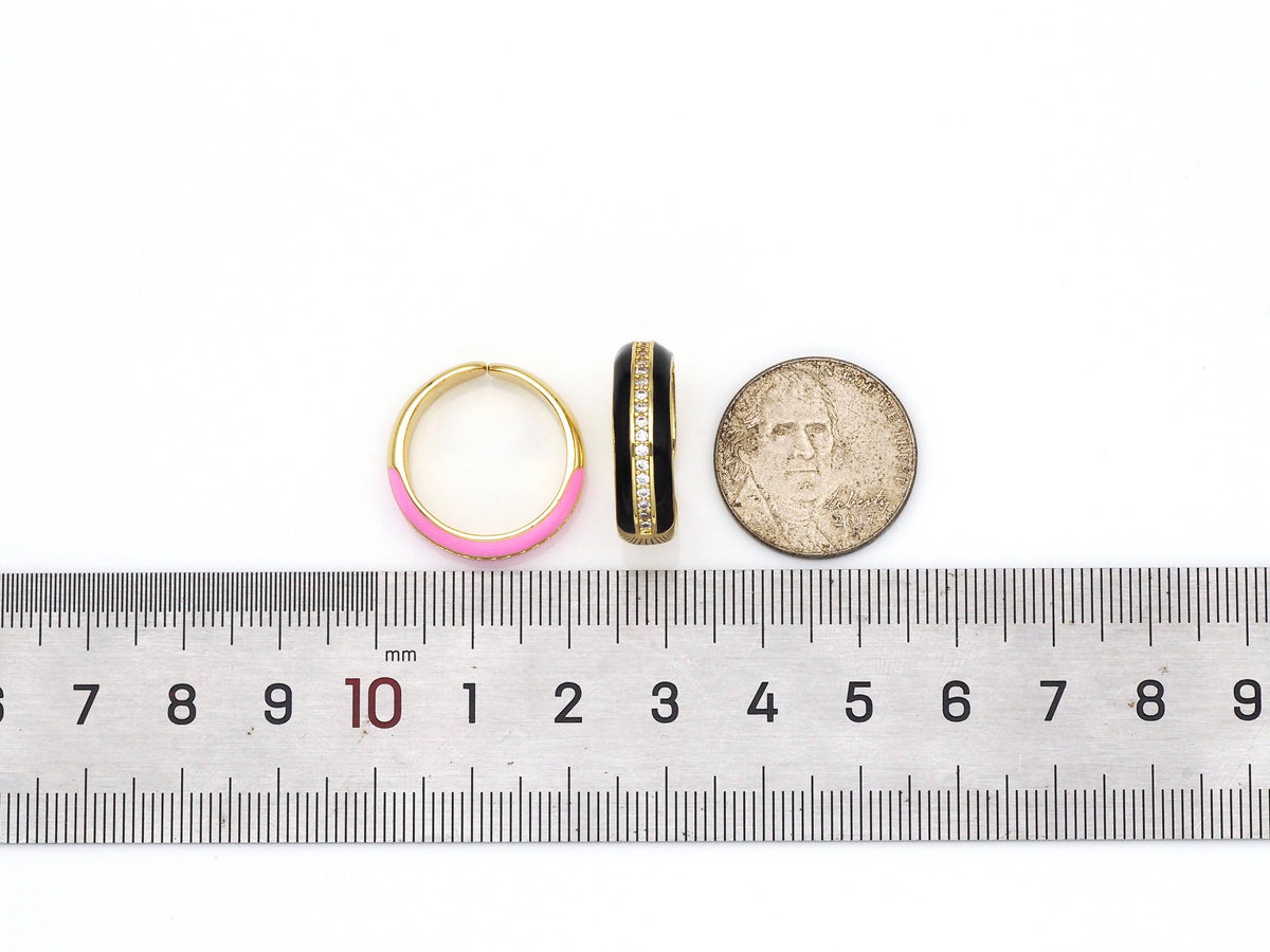 Enamel CZ Middle Line Medium Band Ring, X251