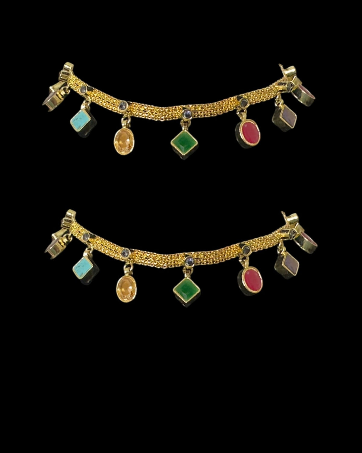 kundan payal in navratan ( READY TO SHIP  )