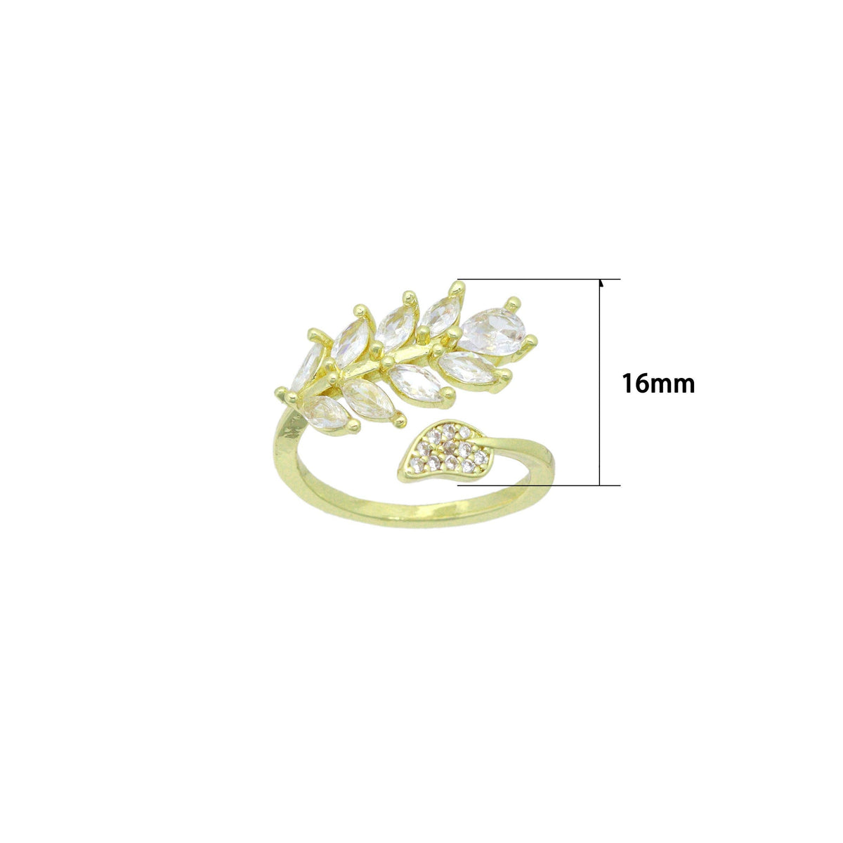 Clear CZ Wheat leaf Statement Adjustable Ring, Sku#A492