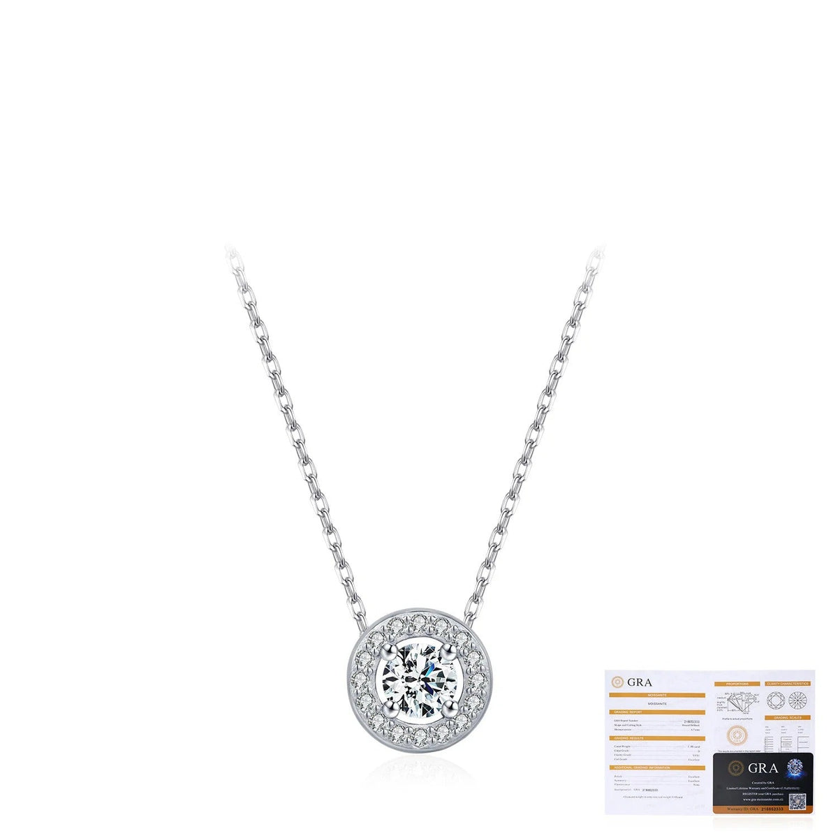 Round D-Color VVS1 Moissanite Pendant Necklace in Sterling Silver – Delicate Clavicle Chain for Everyday Elegance