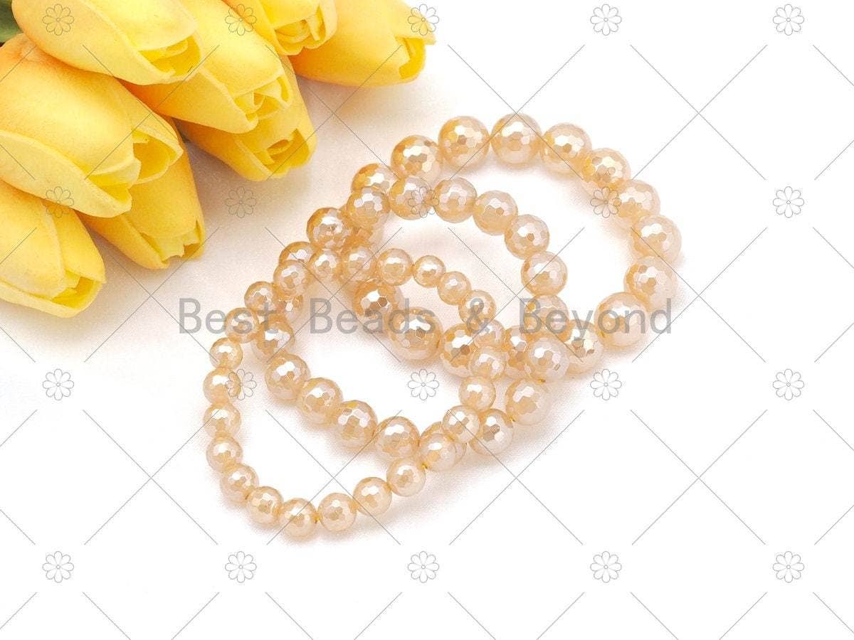 Mystic Champaign Banded Agate Stretchy Bracelet,SKU#EF66