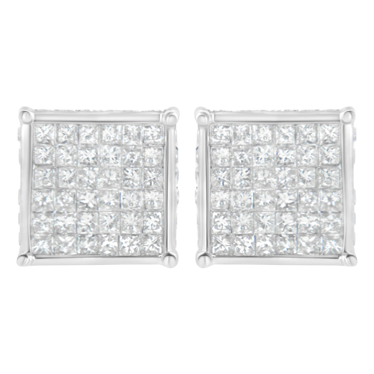 10K White Gold 2ct TDW Princess-Cut Composite Diamond Stud Earring (I-J ,I2-I3)