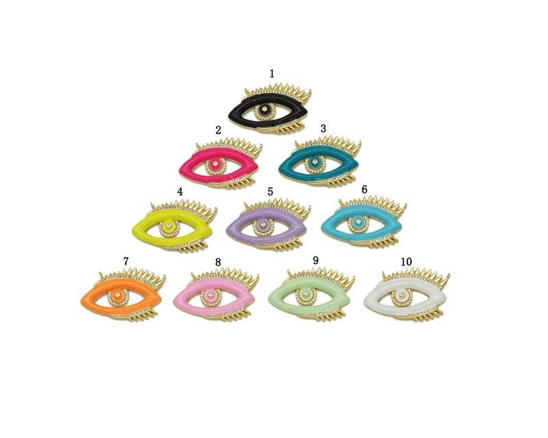 Colorful CZ Enamel Evil Eye Pendant, Sku#F1459C