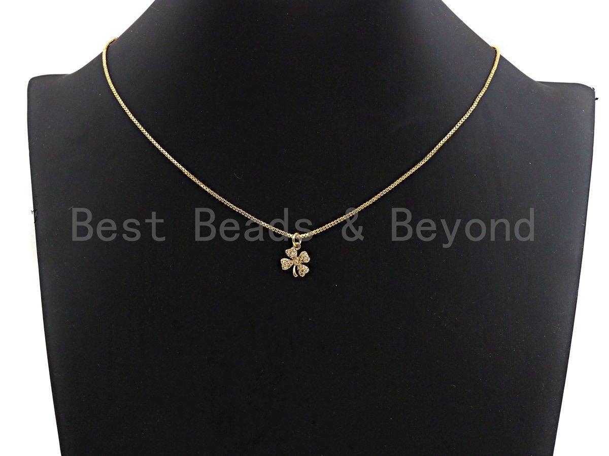 CZ Micro Pave Four Leaf Clover Shaped Pendant/Charm, Cubic Zirconia Pendant Charm,10x12mm,sku#F918