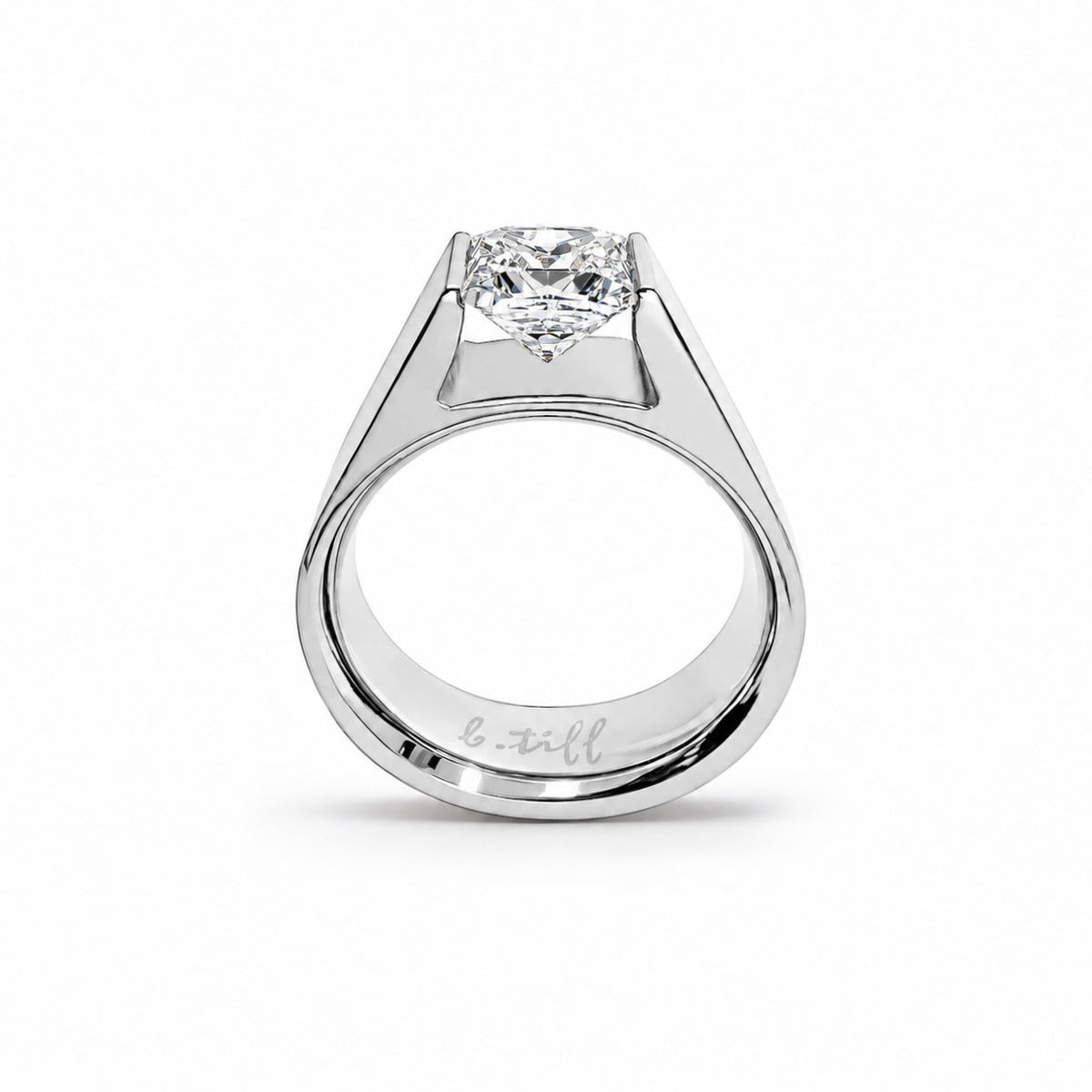 RG097W B.Tiff Tension 1 ct Princess Cut Tall Solitaire Ring