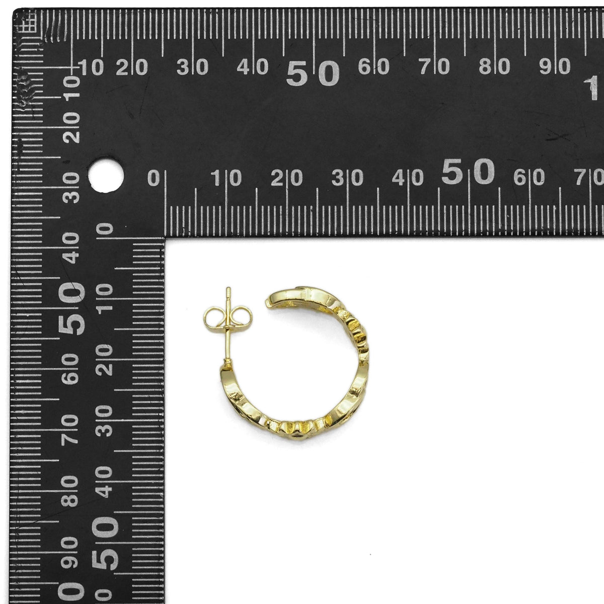 CZ Gold Daisy Flower Hoop Earrings, Sku#LK843