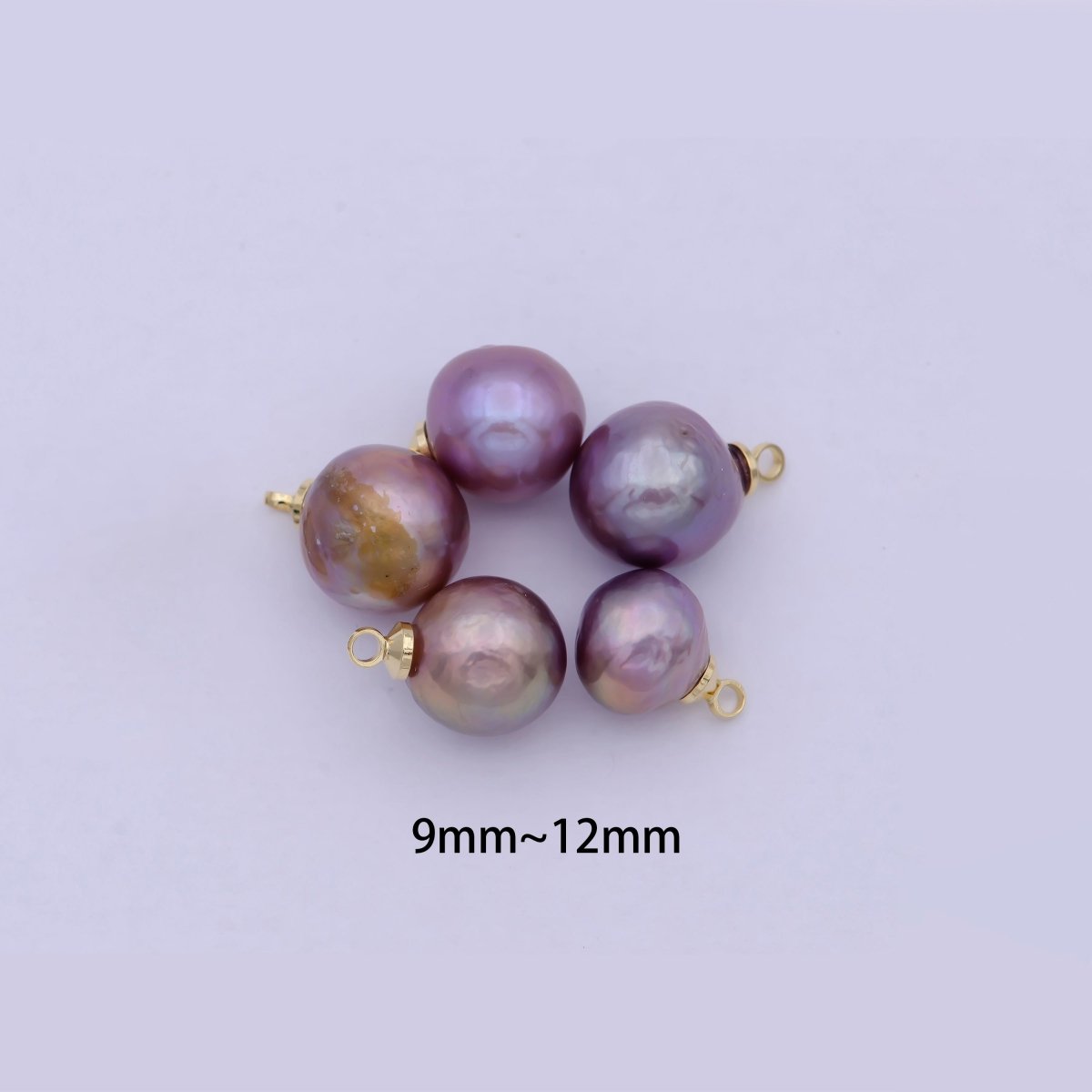 8.5mm-12mm Round Purple Edison Freshwater Pearl Charms For Jewelry Making | X-724
