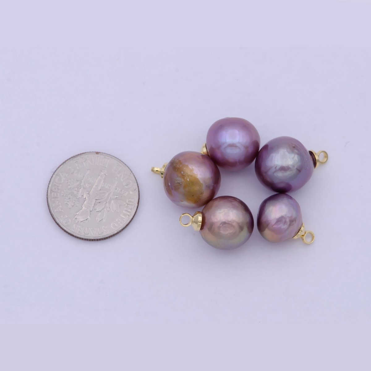 8.5mm-12mm Round Purple Edison Freshwater Pearl Charms For Jewelry Making | X-724