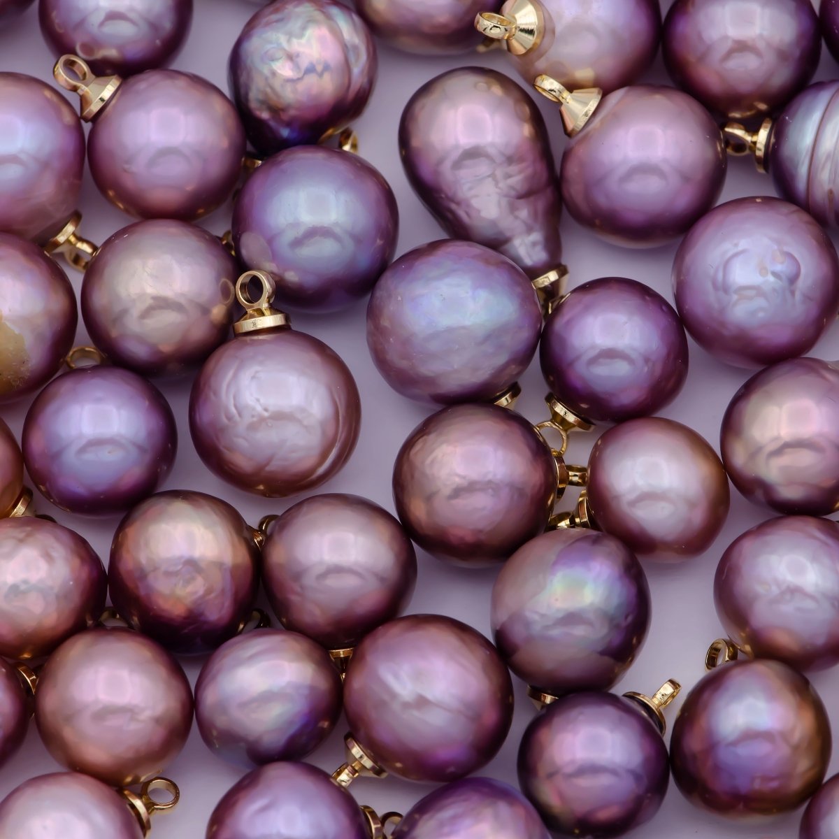8.5mm-12mm Round Purple Edison Freshwater Pearl Charms For Jewelry Making | X-724
