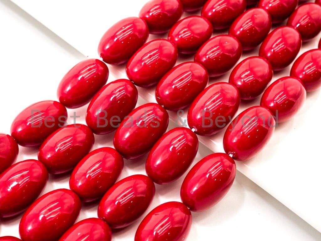Red Natural Mother of Pearl beads,12x19mm Long Oval beads, Loose Oval Smooth Pearl Shell Beads, 16inch strand, SKU#T92