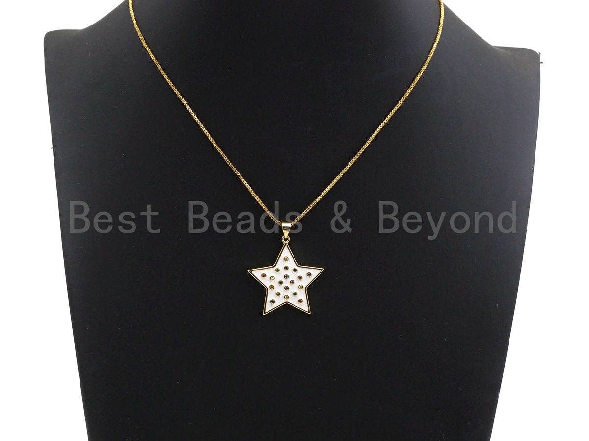 Enamel Colorful Five Star with colorful cz Pendant,CZ Micro Pave Oil Drop pendant,Enamel Jewelry,30x30mm,sku#F972C