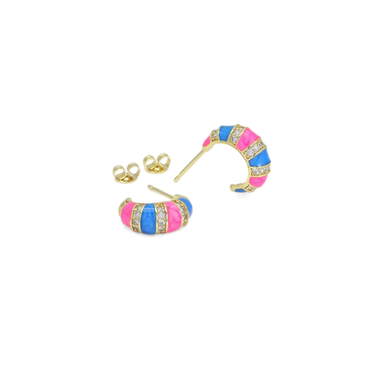 CZ Colorful Enamel Cute Huggie Earrings, Sku#A166