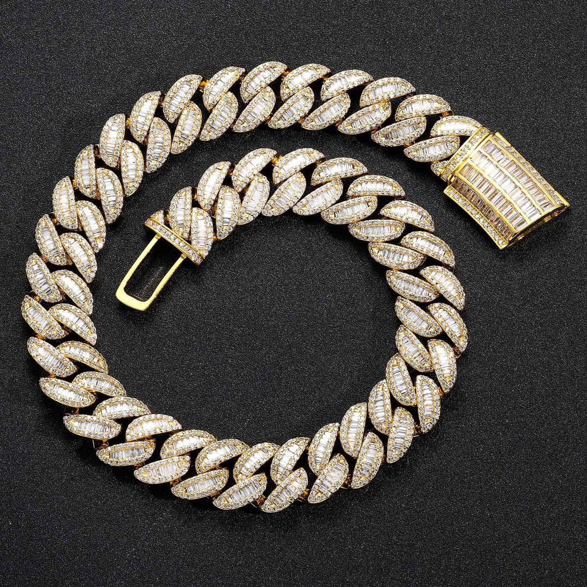 20mm Fully Diamond-Encrusted Square Zircon Cuban Chain Hip-Hop Necklace