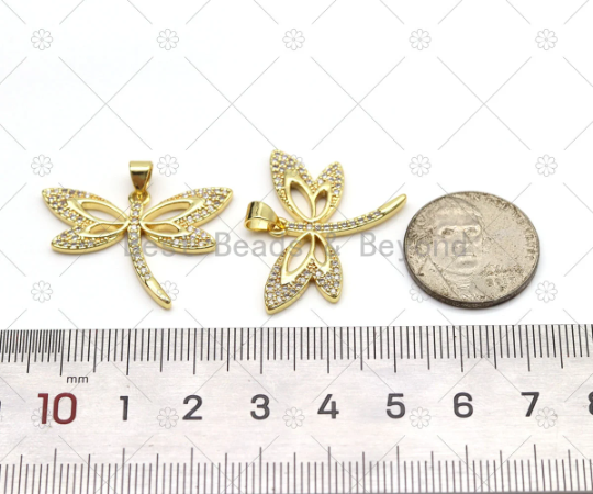CZ Micro Pave Butterfly Shape Pendant, 18K Gold Filled Butterfly Charm, Necklace Bracelet Charm Pendant,Sku#LD168