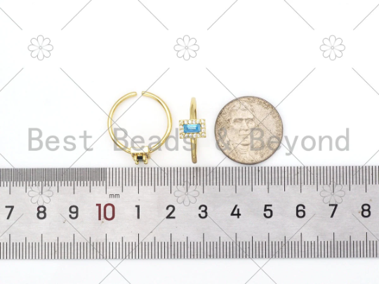 Big  Rectangle CZ Adjustable Ring,Sku#X234