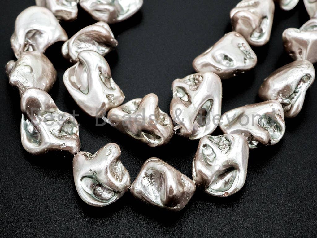 Quality Natural Mother of Pearl baroque beads, 15-21mm, Grey Color Irregular Shape Gemstone Beads, 16inch strand, SKU#T110