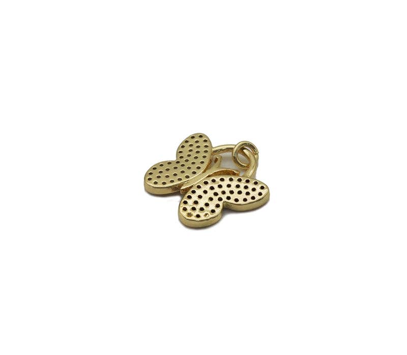 CZ Gold Butterfly Charm, Sku#LX140