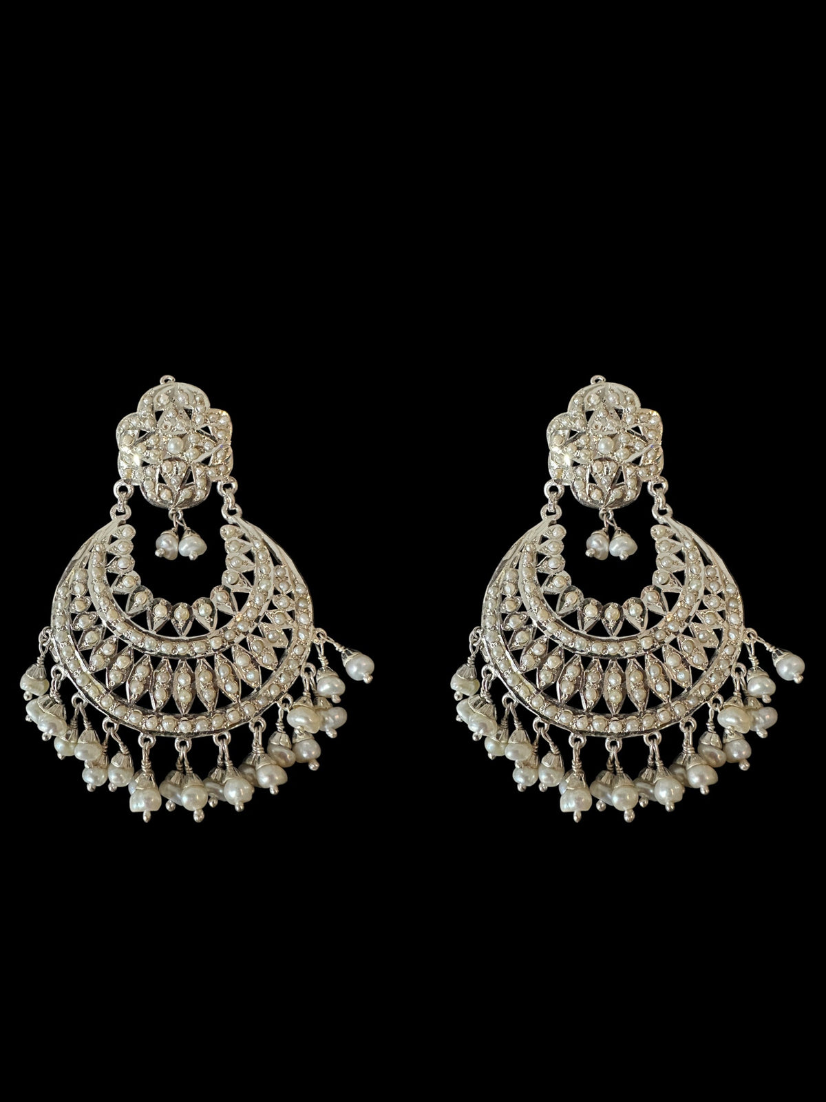 92.5 silver statement earrings in fresh water pearls ( SHIPS IN 5 WEEKS )