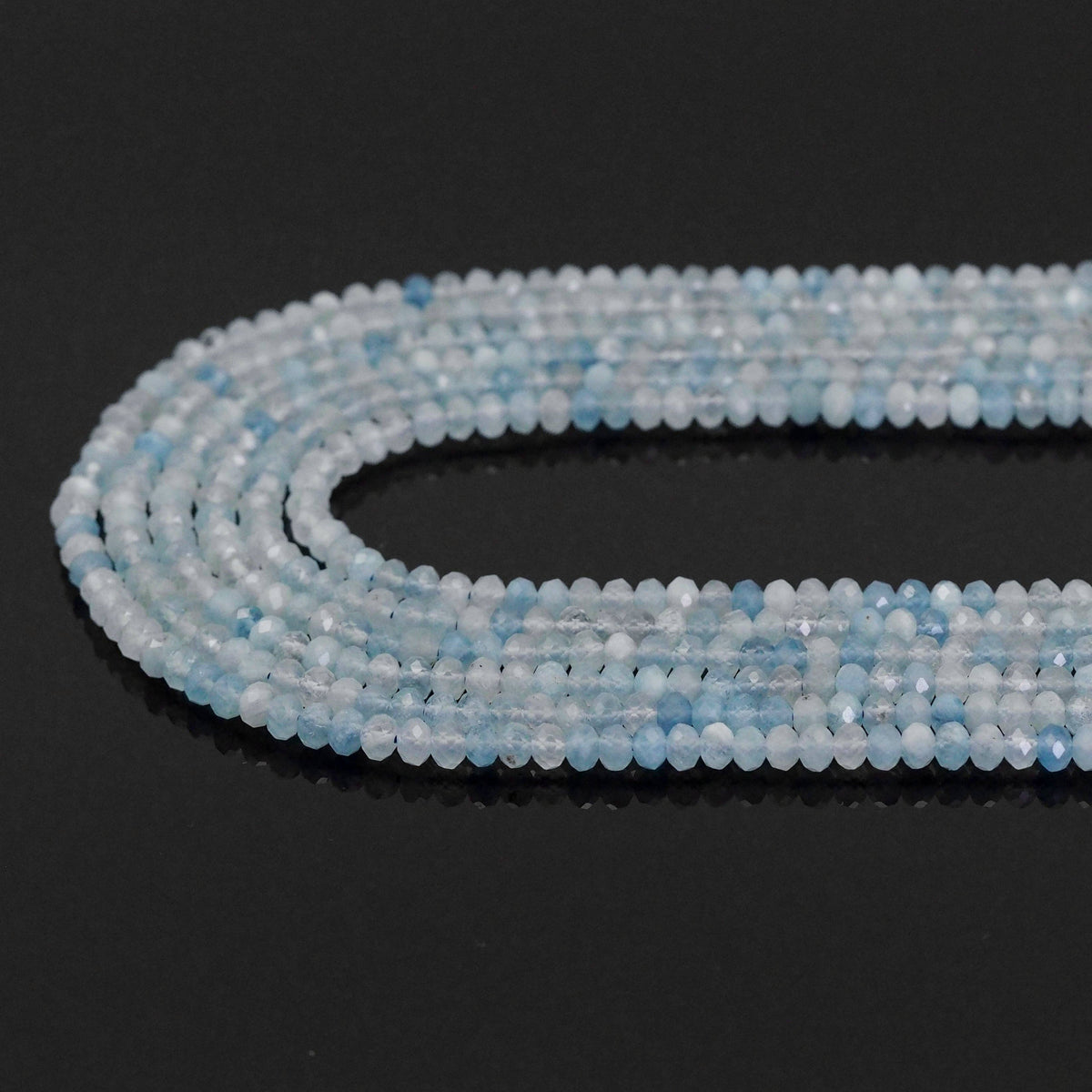 4x6mm Genuine Aquamarine Faceted Rondelle Beads, Sku#U1651