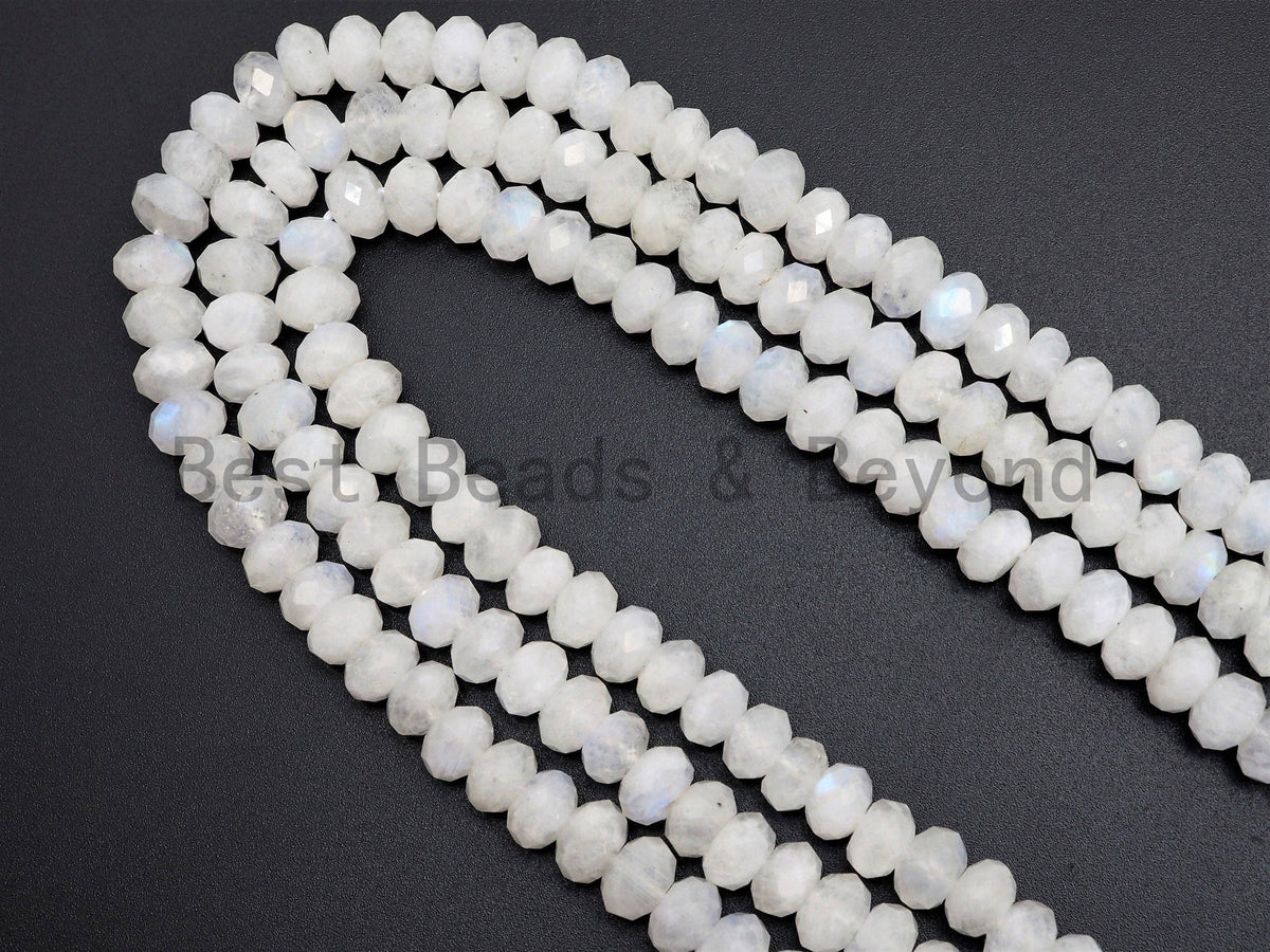 High Quality Natural Moonstone Rondelle Faceted beads,2x4/4x6/5x8mm Sparkly White Gemstone Beads, White Moonstone, 16inch strand, SKU#U375