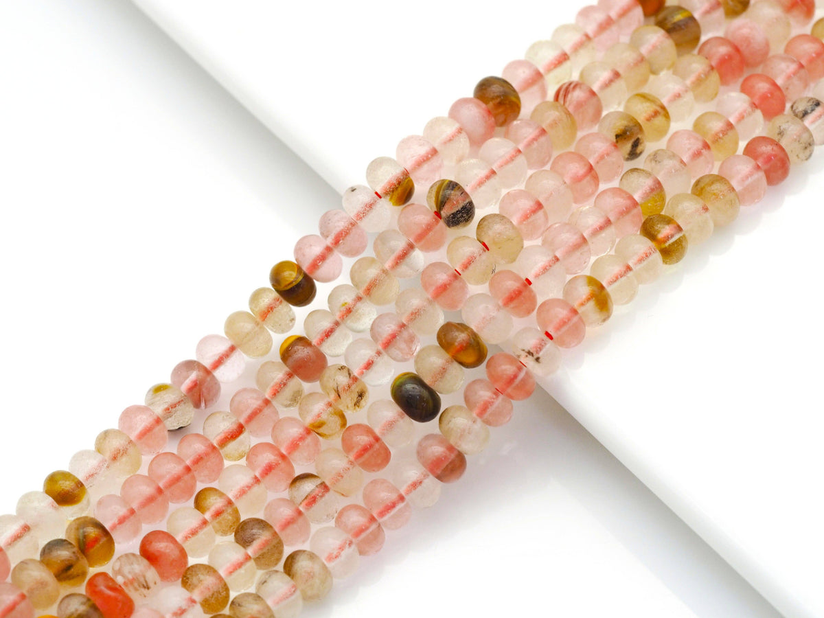 Natural Golden Quartz Rondelle Smooth Beads, Sku#U1415