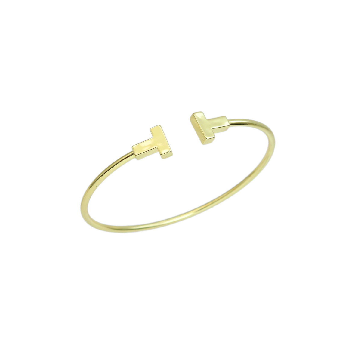 Plain Gold Double T Adjustable Bracelet, Sku#LD550