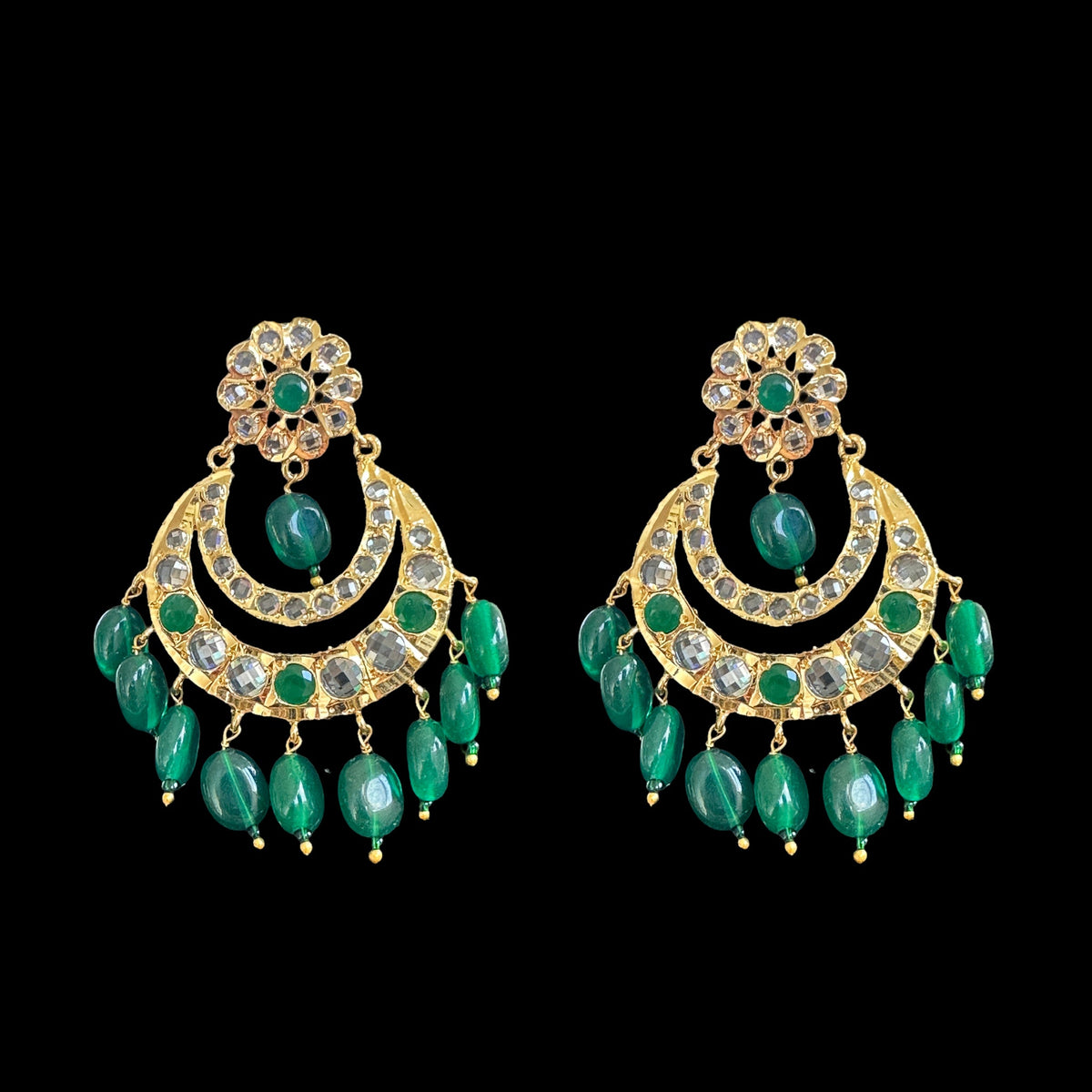 DNS90 gold plated necklace with green beads ( READY TO SHIP )