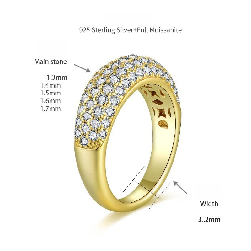 Half-Eternity D-Color VVS1 Moissanite Engagement Ring in Sterling Silver with 18K Gold or Rhodium Plating – Timeless U-Shaped Band for Everyday