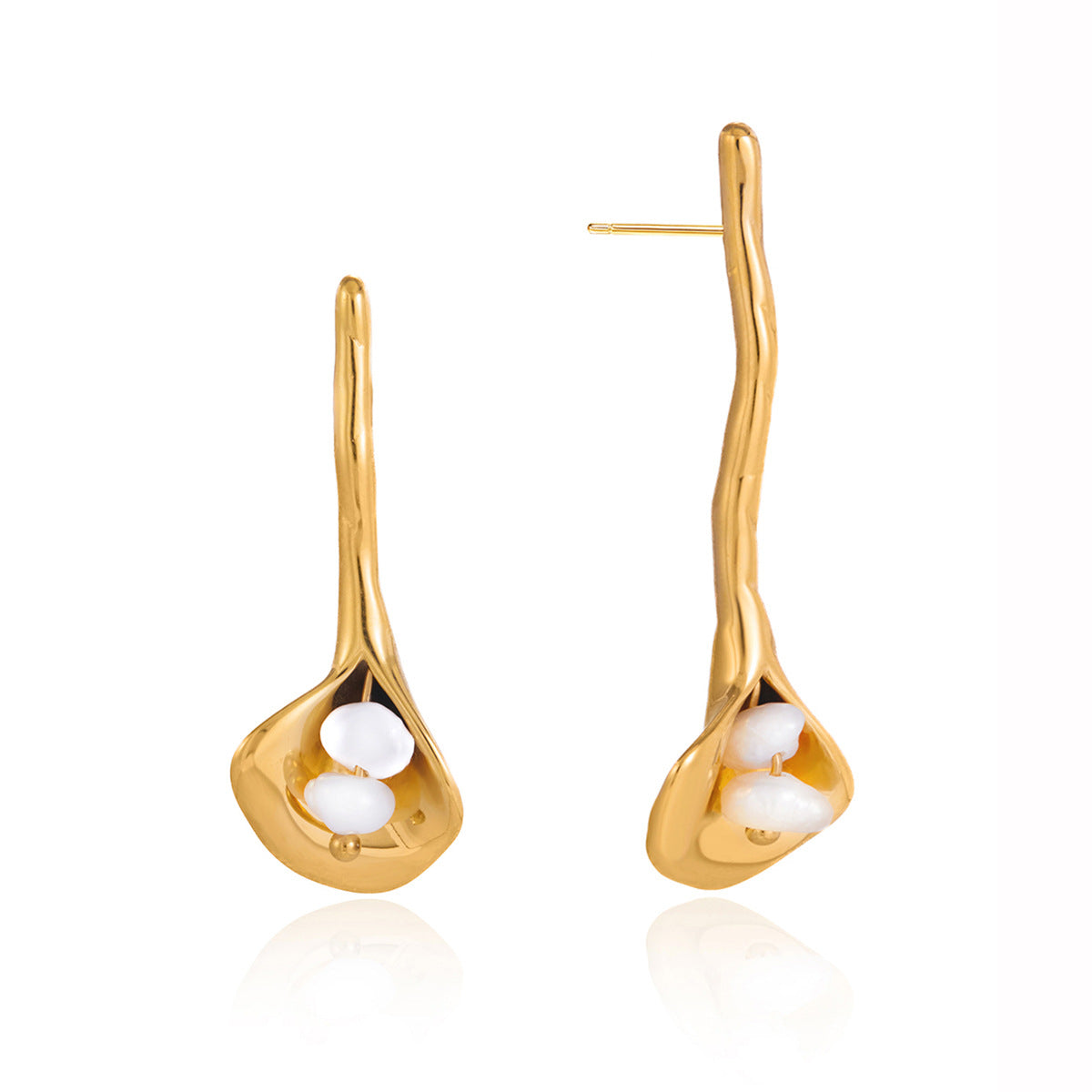 Pearl Calla Lily Drop Earrings